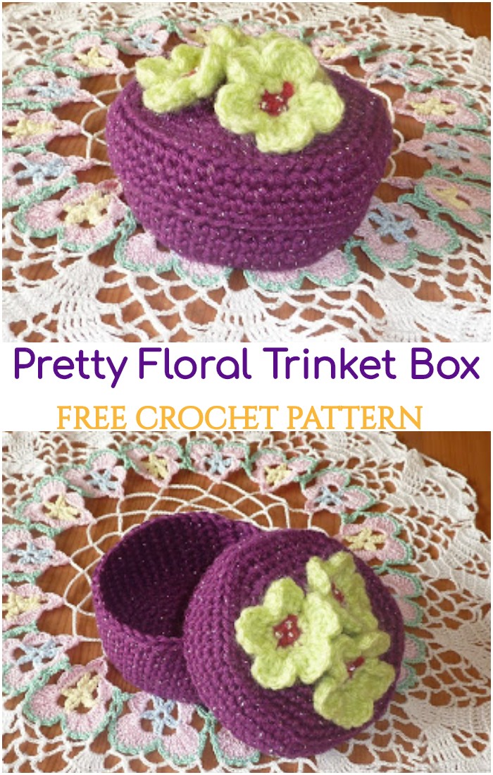 Crochet Pretty Floral Trinket Box