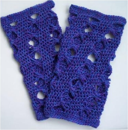 Crochet Purple Butterfly Leg Warmers
