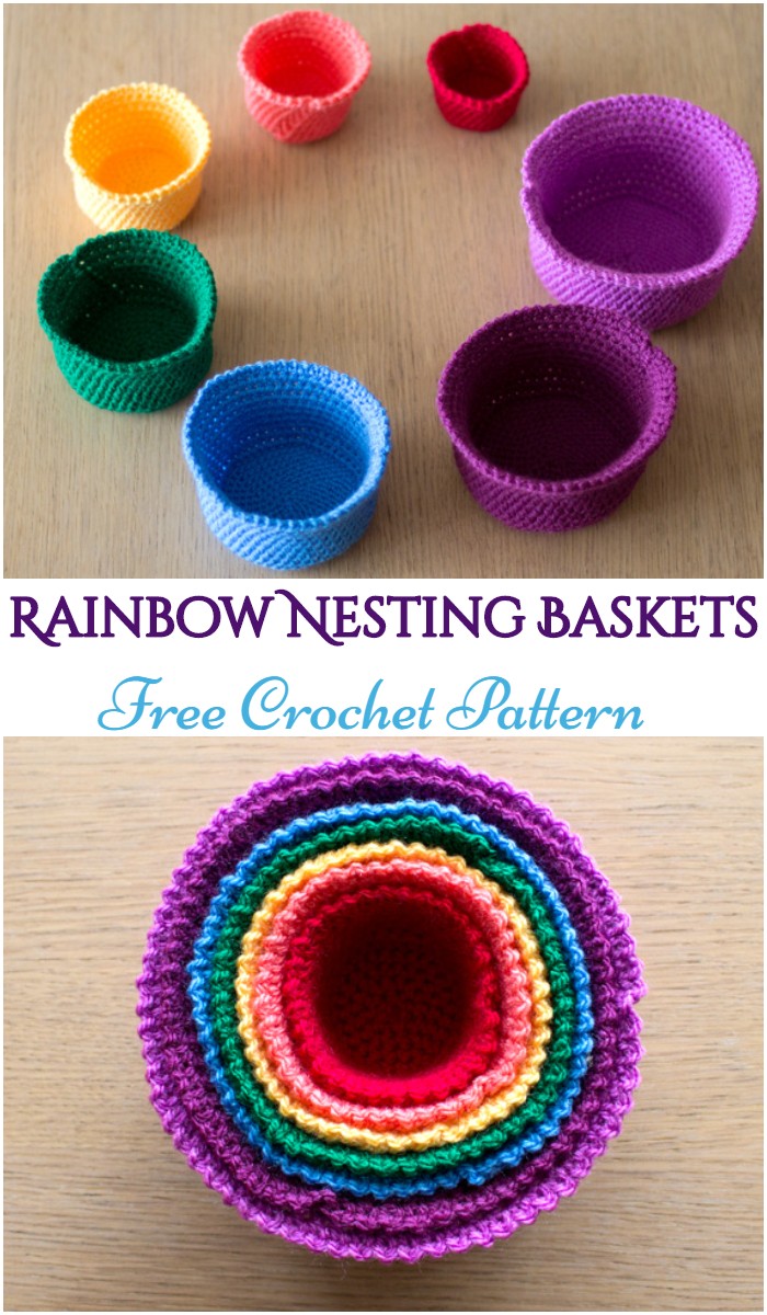 Crochet Rainbow Nesting Baskets