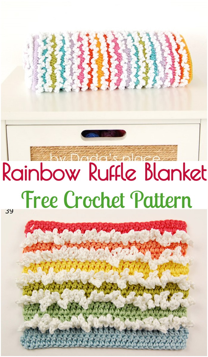Crochet Rainbow Ruffle Blanket