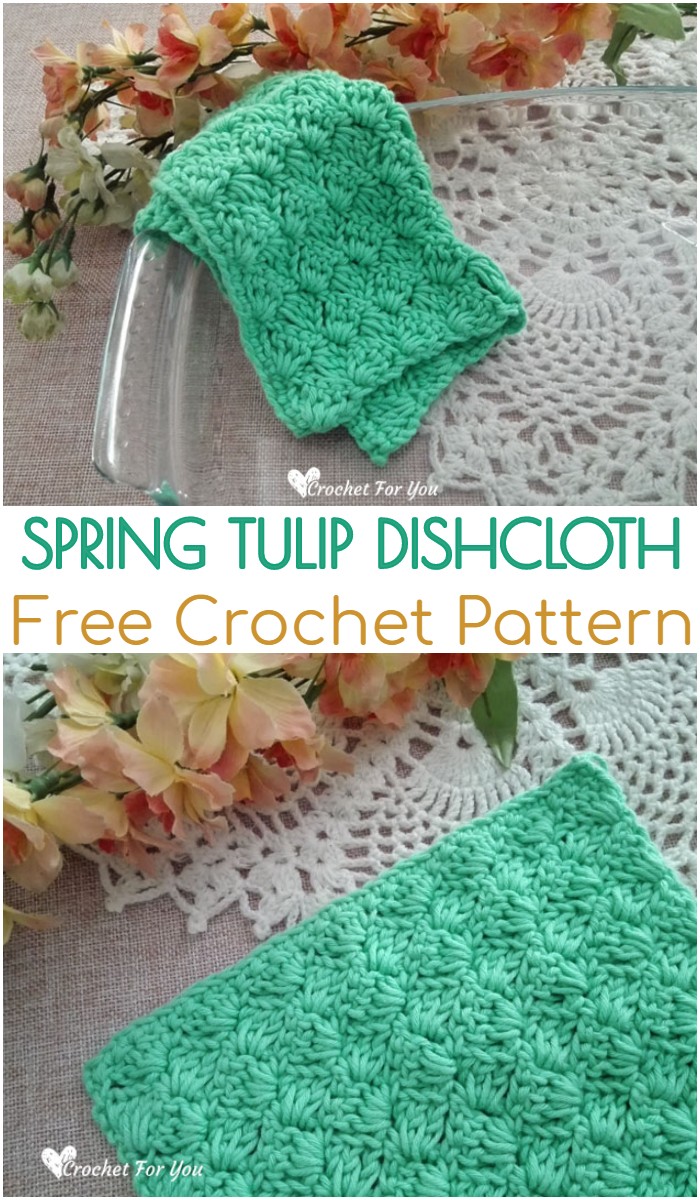 Crochet Spring Tulip Dishcloth