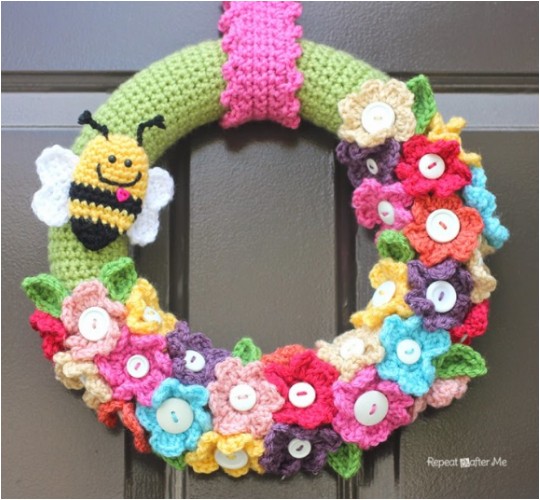 Crocheted Spring Wreath
