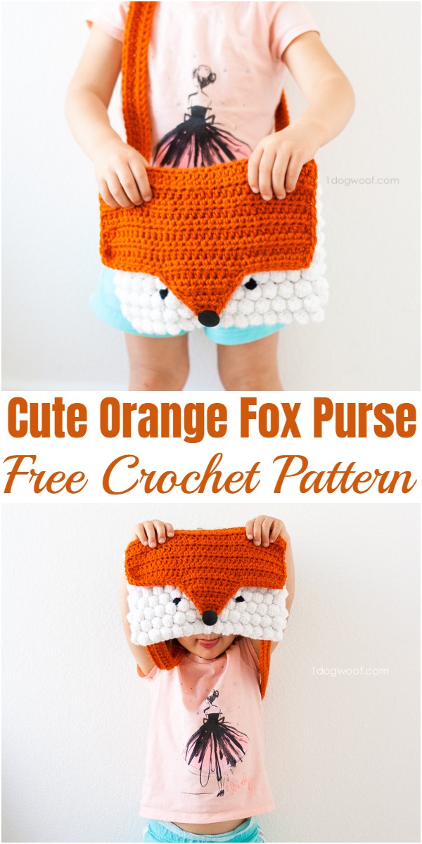 Cute Crochet Orange Fox Purse