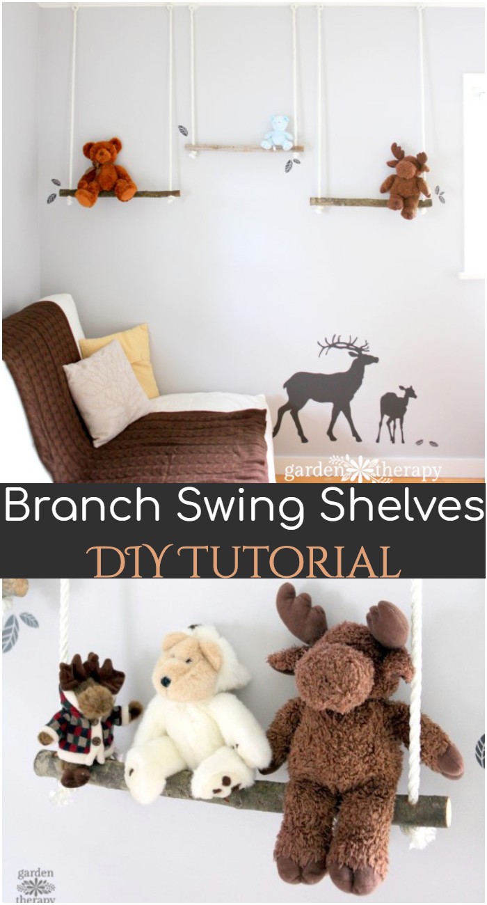 DIY Branch Swing Shelves