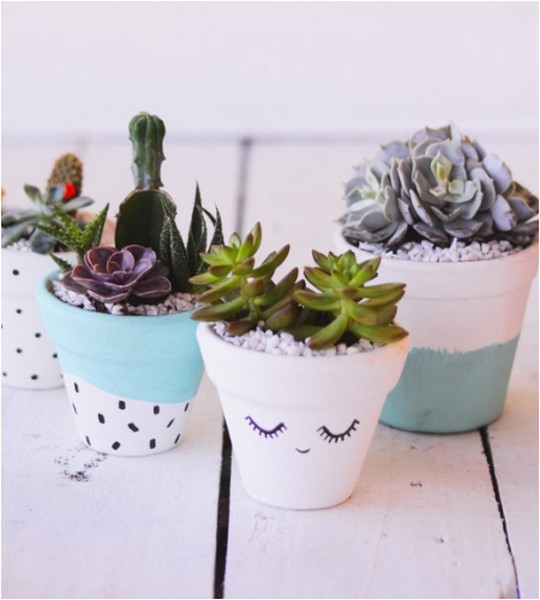 DIY Clay Pot Decorated For Succulents