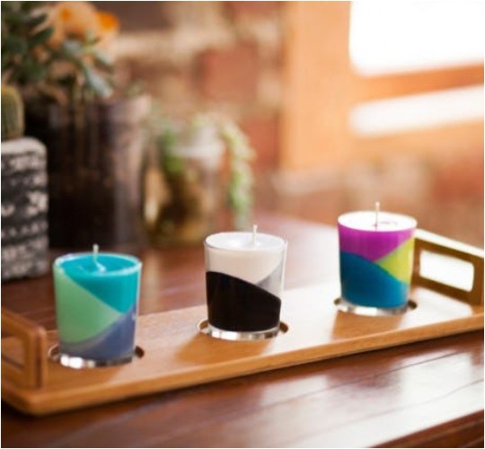 DIY Color Block Candles With Crayons