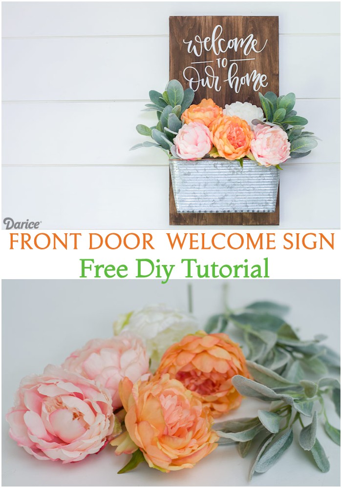 DIY Front Door Welcome Sign And Planter