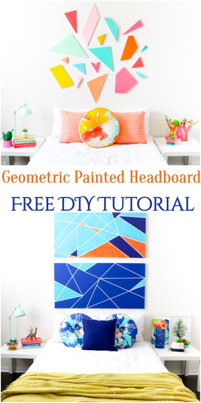 DIY Geometric Painted Headboard