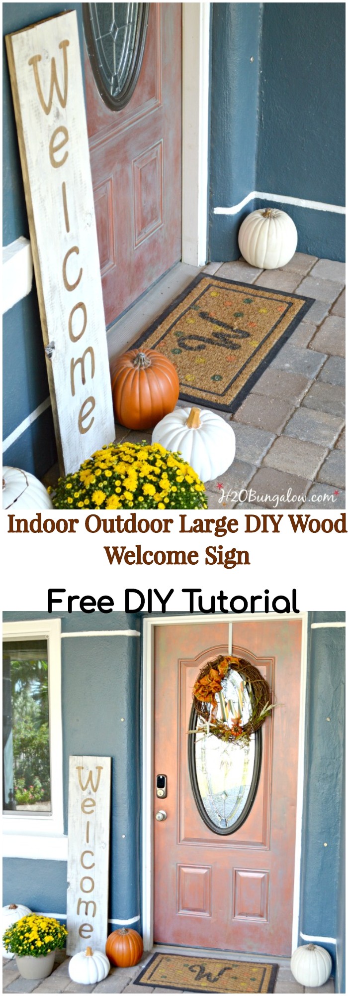 DIY Indoor Outdoor Large Wood Welcome Sign