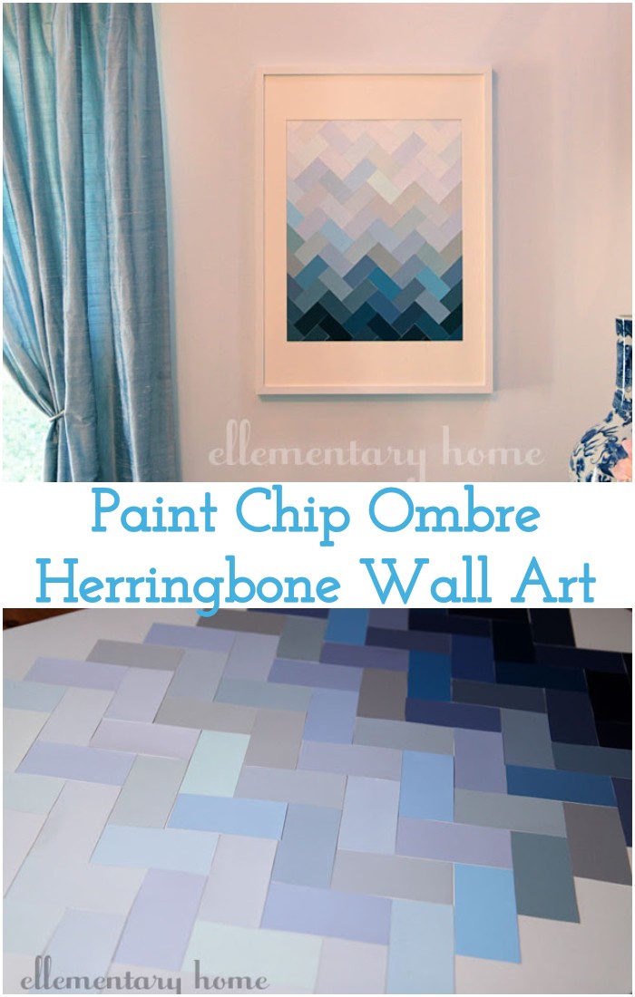 DIY Paint Chip Ombre Herringbone Wall Art
