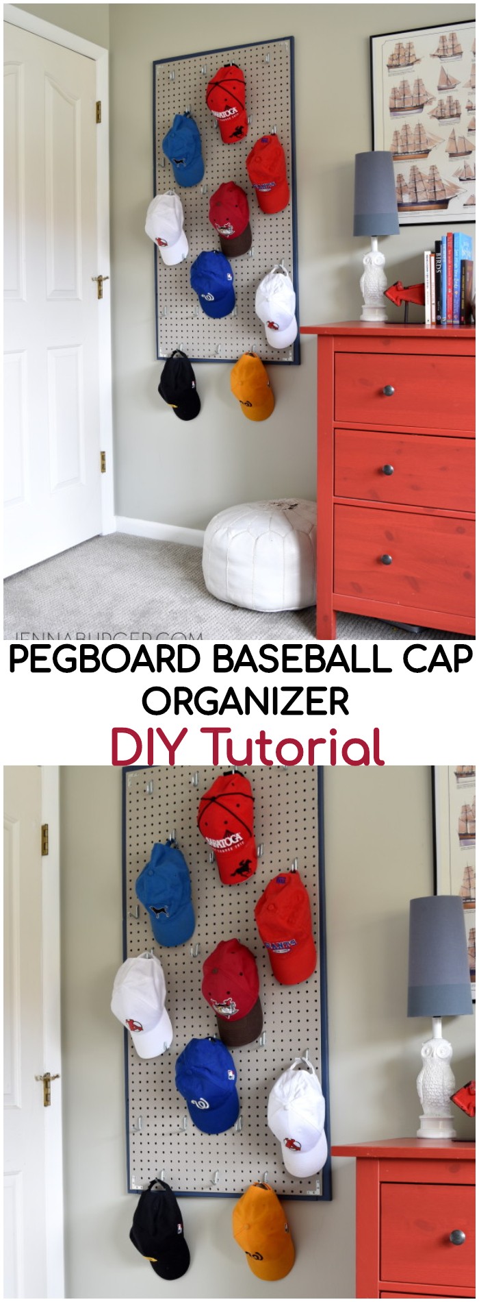 DIY Pegboard Baseball Cap Organizer
