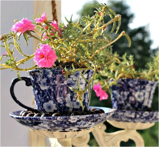 DIY Tea Cup Sconce Planter