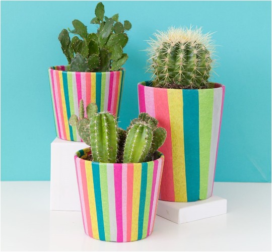 DIY Tissue Paper Covered Pots