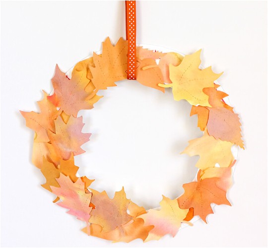 DIY Watercolor Fall Leaf Wreath
