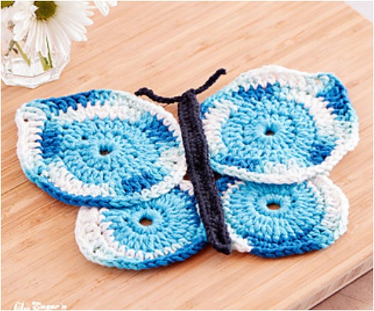Crochet Butterfly Dishcloth