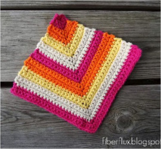 Crochet Rainbow Sherbet Dishcloth