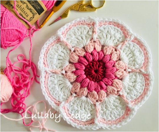 Crochet Starburst Daisy Dishcloth