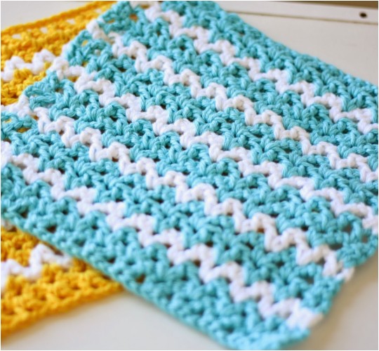 Crochet V-Stitch Dishcloth