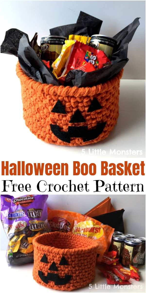 Crocheted Halloween Boo Basket Pattern