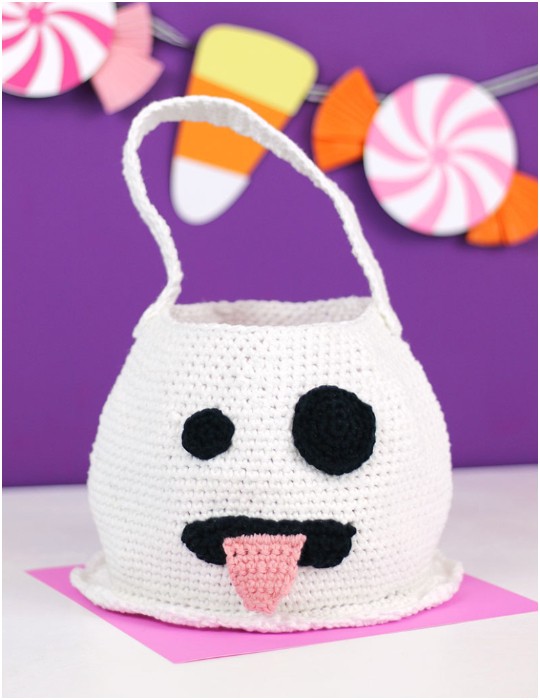 Cute Crochet Emoji Ghost Bag