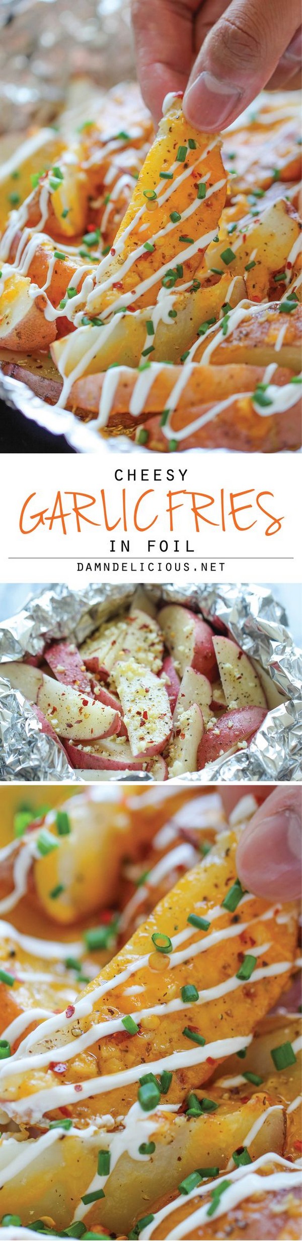 Cheesy Garlic Fries In Foil