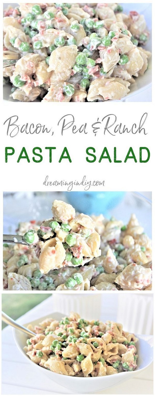 Creamy Bacon Pea And Ranch Pasta Salad