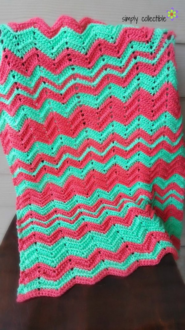 Crochet Blanket Pattern Chevron Flare