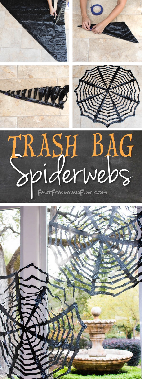 Easy DIY Trash Bag Spiderwebs