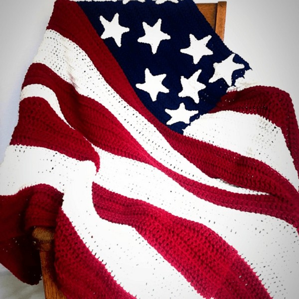 Free American Flag Crochet Blanket