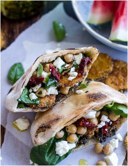 Greek Olive Pesto And Zucchini Grilled Pitas Fried