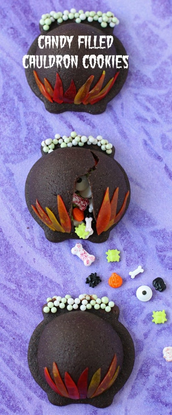 Magical Halloween Treats Candy Filled Cauldron Cookies