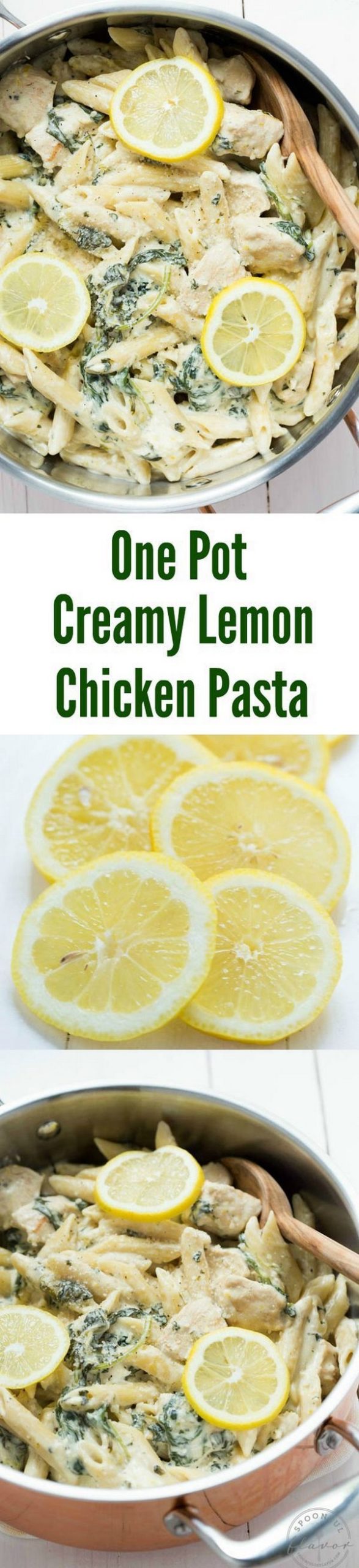 One-Pot Creamy Lemon Chicken Pasta With Baby Kale