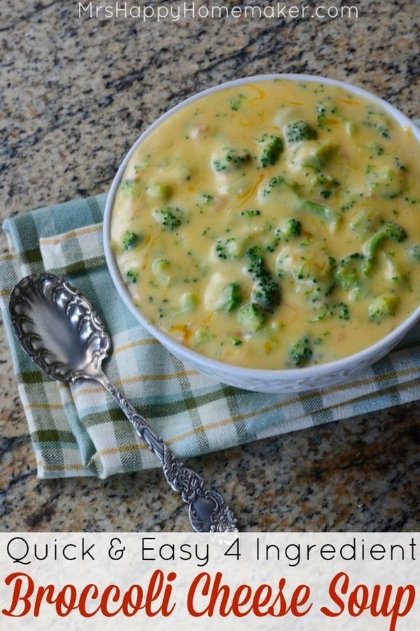 Quick & Easy 4 Ingredient Broccoli Cheese Soup