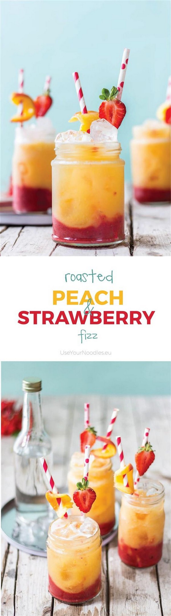 Roasted Peach And Strawberry Fizz