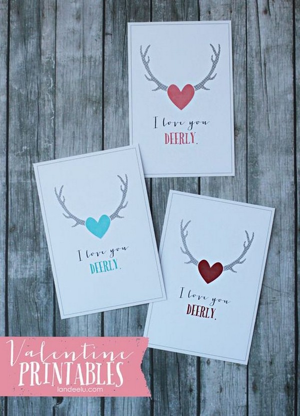 Valentine Printables I Love You Deerly