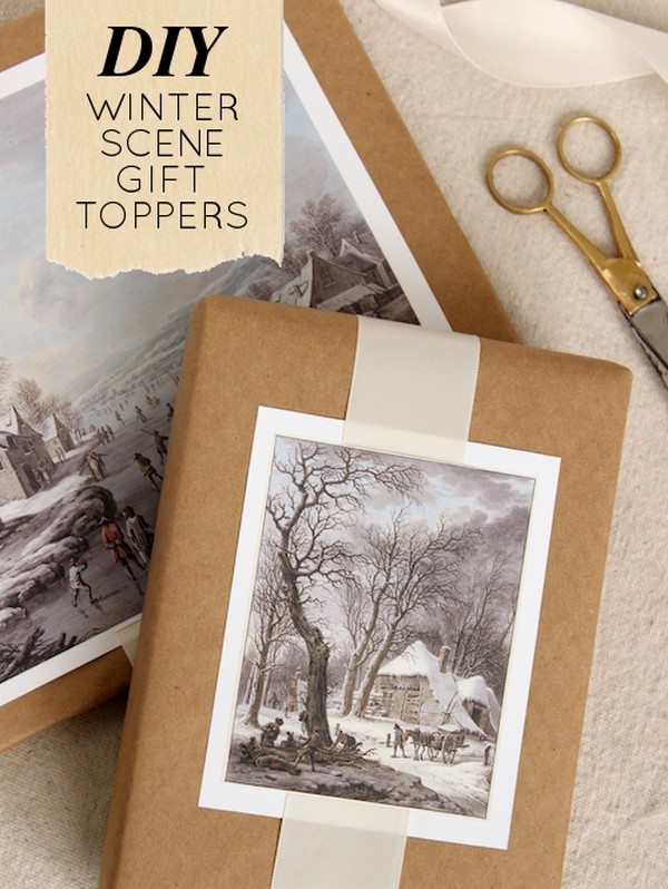 Winter Scene Painting Gift Toppers