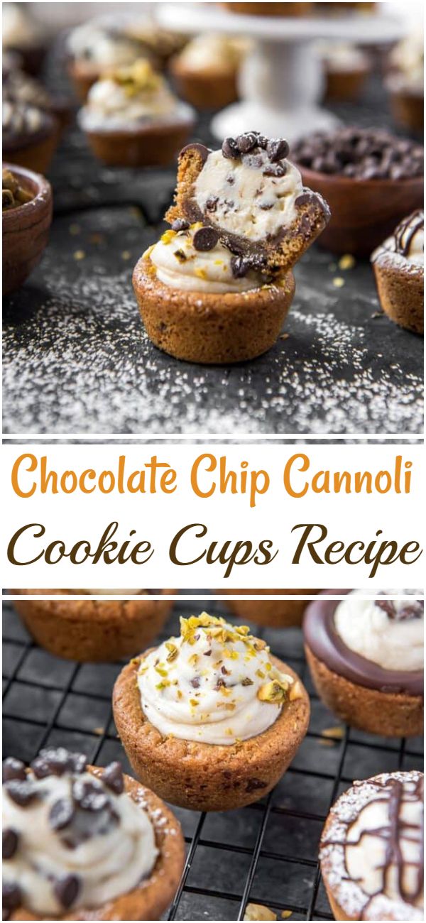 Chocolate Chip Cannoli Cookie Cups Recipe