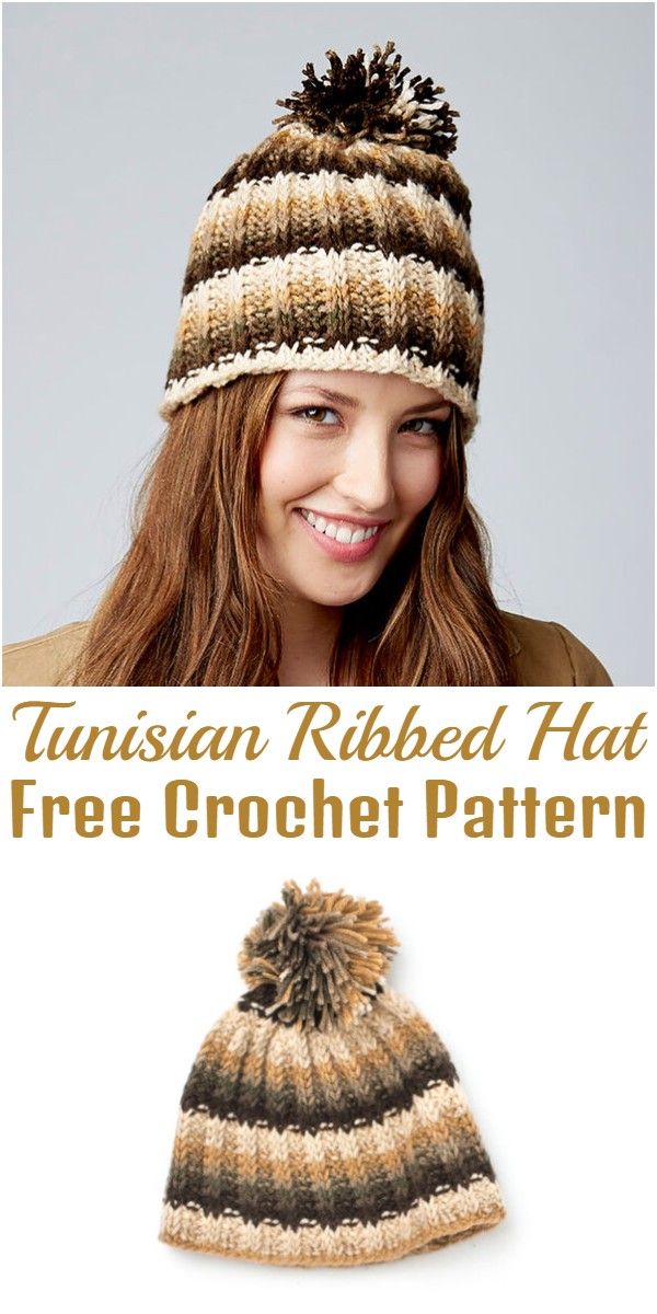 Crochet Tunisian Ribbed Hat