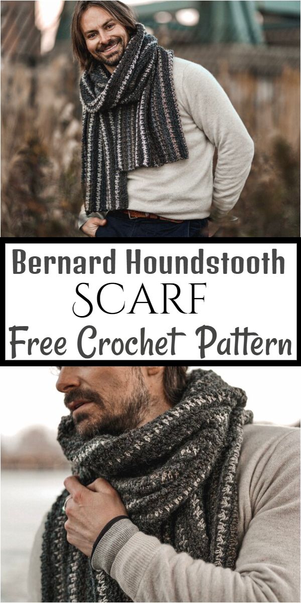 Free Crochet Bernard Houndstooth Scarf Pattern