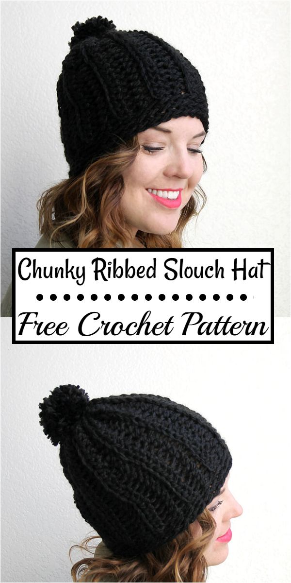 Free Crochet Chunky Ribbed Slouch Hat Pattern