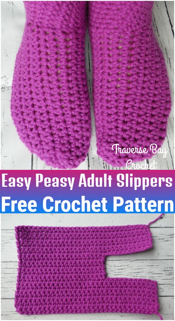 Free Crochet Easy Peasy Adult Slippers Pattern