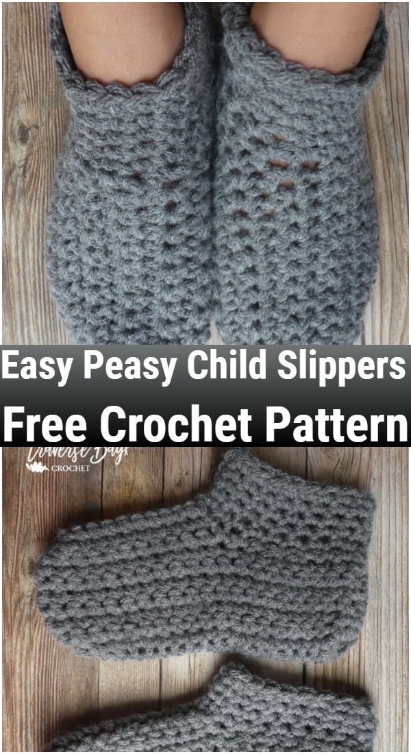 Free Crochet Easy Peasy Child Slippers Pattern