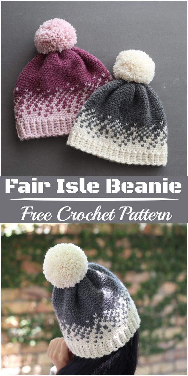 Free Crochet Fair Isle Beanie Pattern