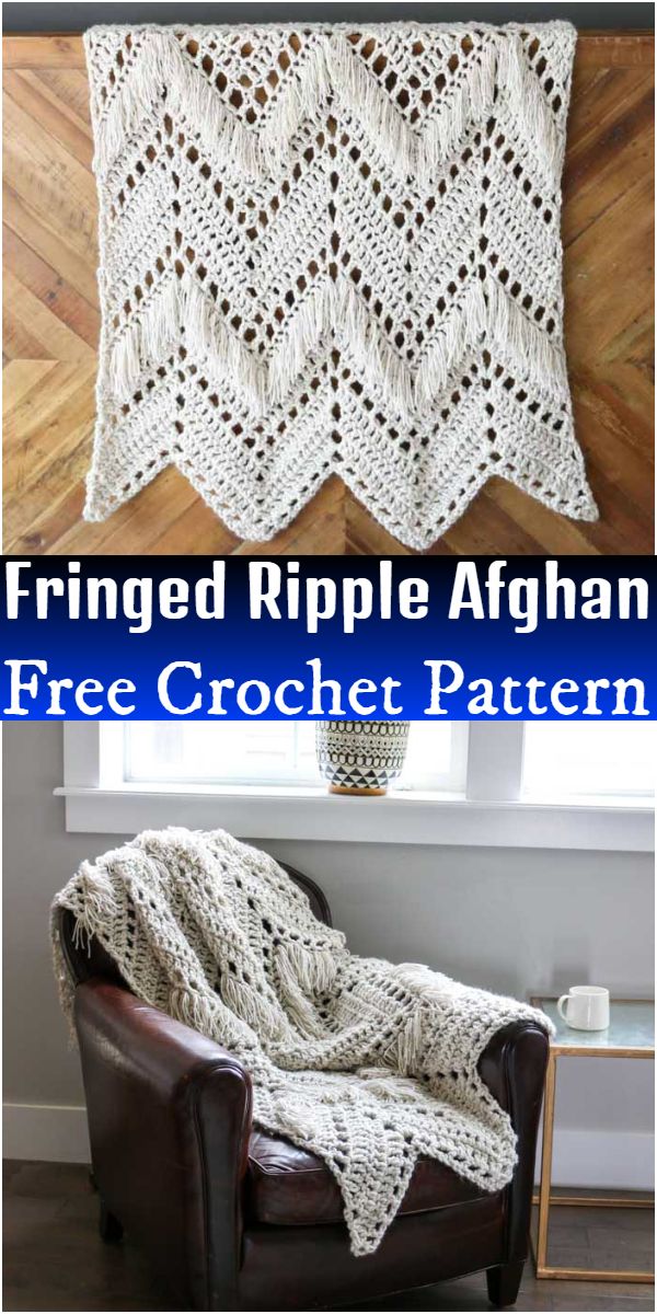 Free Crochet Fringed Ripple Afghan Pattern