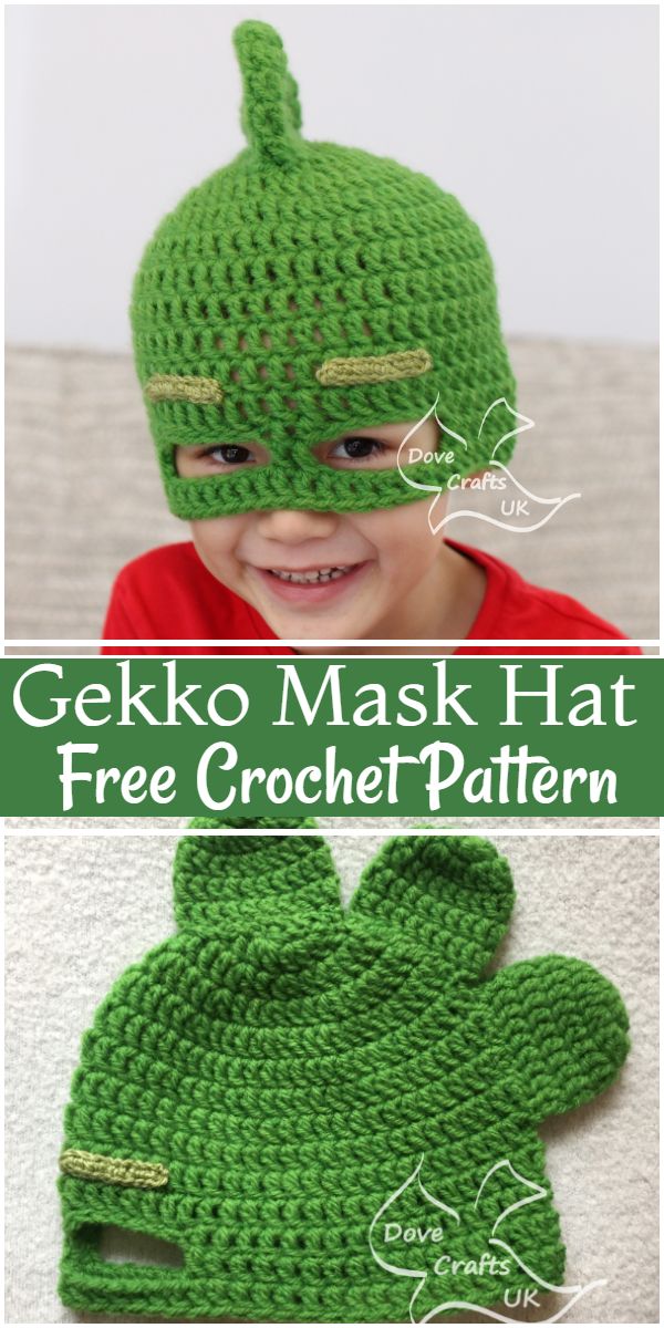 Free Crochet Gekko Mask Hat Pattern