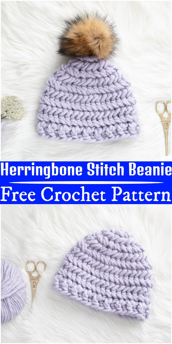 Free Crochet Herringbone Stitch Beanie Pattern