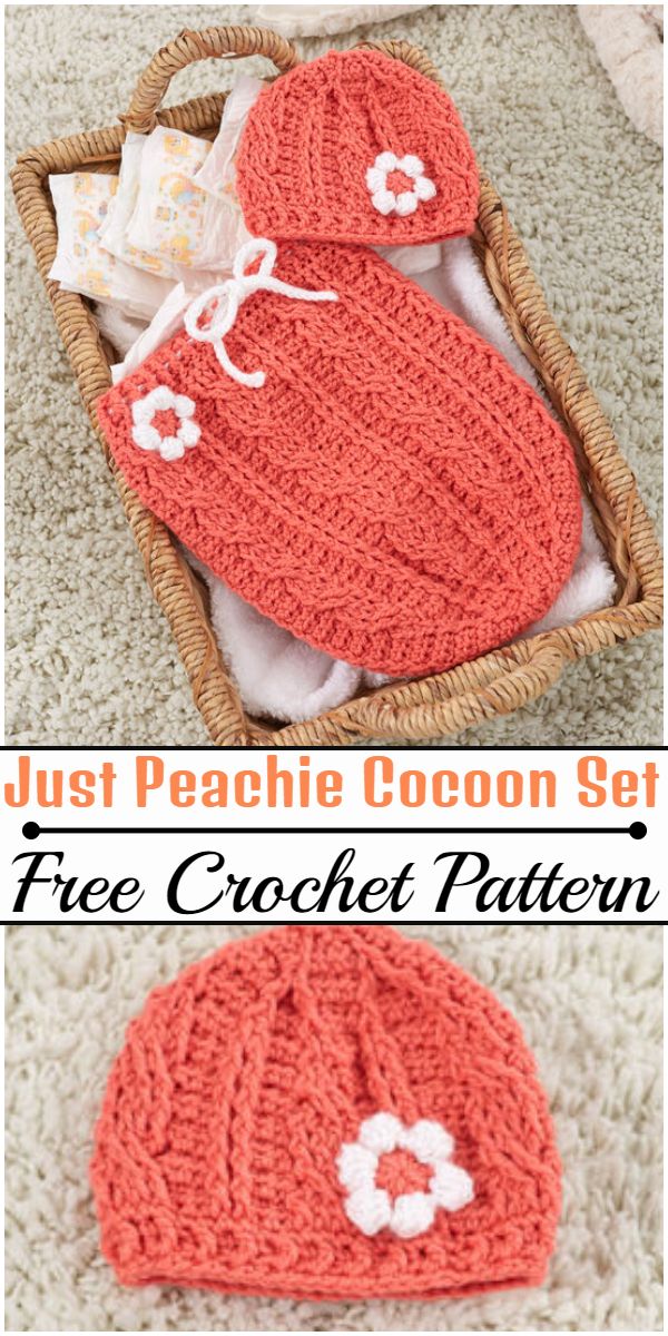 Free Crochet Just Peachie Cocoon Set Pattern