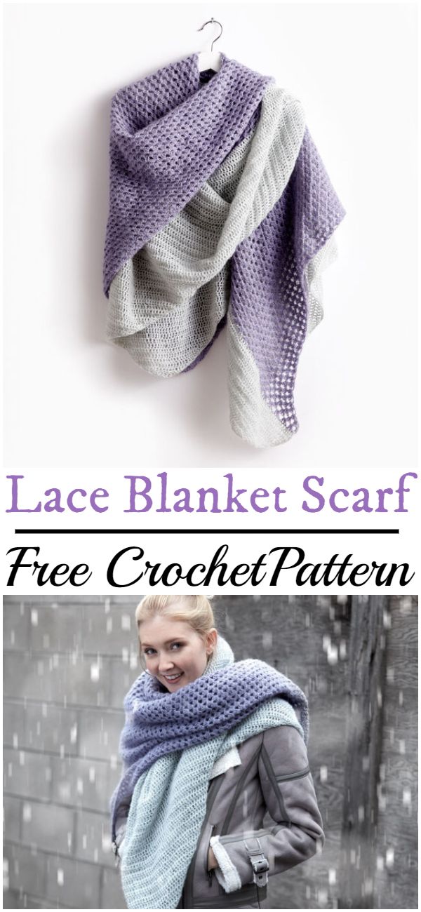 Free Crochet Lace Blanket Scarf Pattern