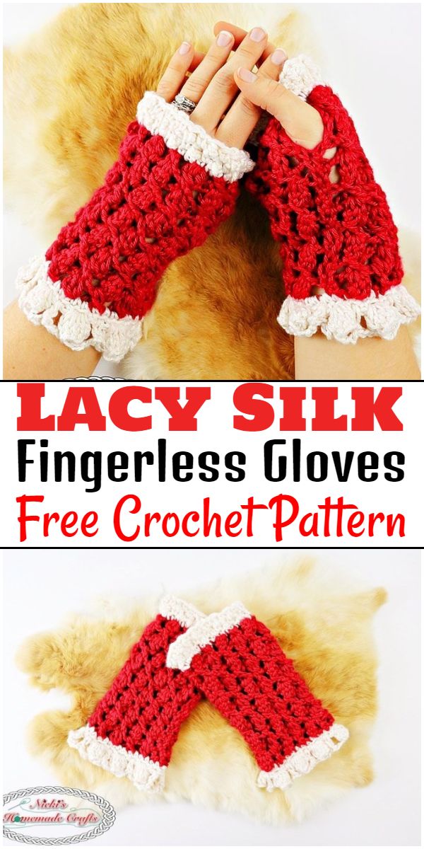 Free Crochet Lacy Silk Fingerless Gloves Pattern