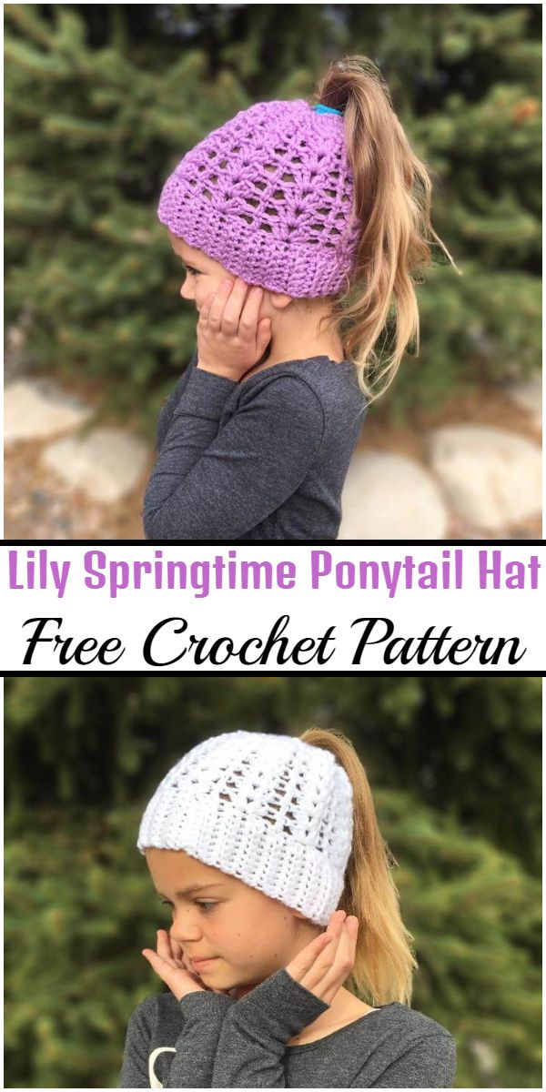 Free Crochet Lily Springtime Ponytail Hat Pattern
